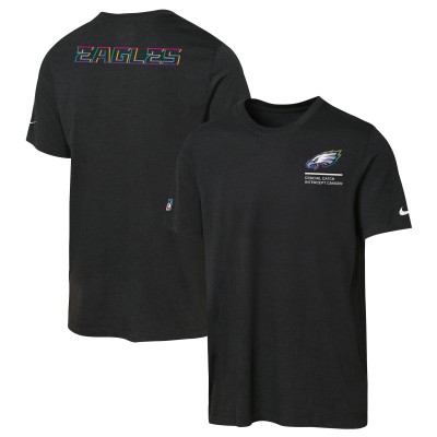 Подростковая Philadelphia Eagles Nike Black 2025 NFL Crucial Catch Tri-Blend Dri-FIT T-Shirt
