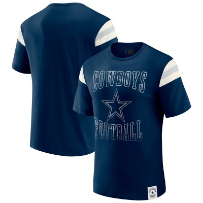 Футболка Dallas Cowboys Darius Rucker Collection by Fanatics Navy Distressed Throwback Shoulder Stripe