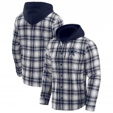 Dallas Cowboys Darius Rucker Collection by Fanatics Navy Plaid Flannel Quilted Full-Snap Hooded Shacket