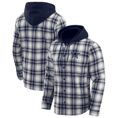 Dallas Cowboys Darius Rucker Collection by Fanatics Navy Plaid Flannel Quilted Full-Snap Hooded Shacket