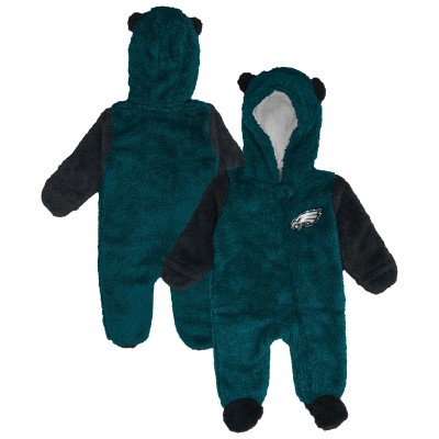 Newborn & Малышам Philadelphia Eagles Outerstuff Green Stay Napping Fleece Bunting Full-Zip Sleeper