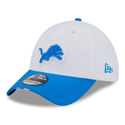 Бейсболка Detroit Lions New Era White/Blue 2025 NFL Training Camp 39THIRTY