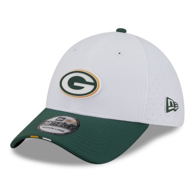 Бейсболка Green Bay Packers New Era White/Green 2025 NFL Training Camp 39THIRTY