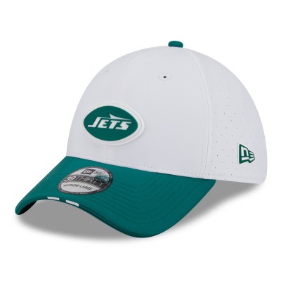 Бейсболка New York Jets New Era White/Green 2025 NFL Training Camp 39THIRTY