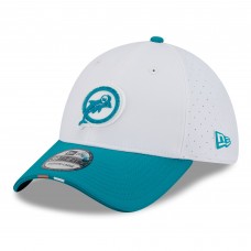 Бейсболка Miami Dolphins New Era White/Aqua 2025 NFL Training Camp Throwback Logo 39THIRTY