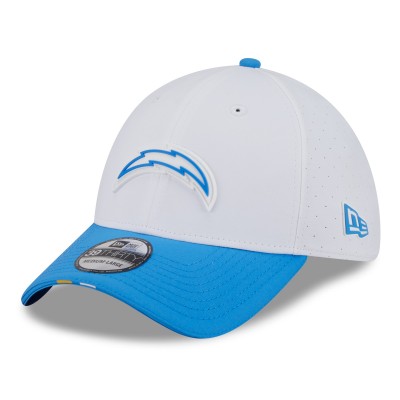Бейсболка Los Angeles Chargers New Era White/Powder Blue 2025 NFL Training Camp 39THIRTY