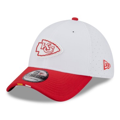 Бейсболка Kansas City Chiefs New Era White/Red 2025 NFL Training Camp 39THIRTY