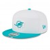 Бейсболка Miami Dolphins New Era White/Aqua 2025 NFL Training Camp Split Panel 9FIFTY