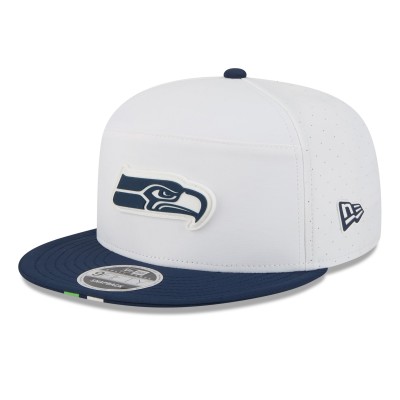 Бейсболка Seattle Seahawks New Era White/College Navy 2025 NFL Training Camp Split Panel 9FIFTY Snapback