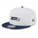 Бейсболка Seattle Seahawks New Era White/College Navy 2025 NFL Training Camp Split Panel 9FIFTY Snapback