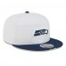 Бейсболка Seattle Seahawks New Era White/College Navy 2025 NFL Training Camp Split Panel 9FIFTY Snapback