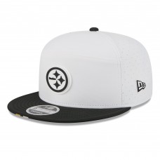 Бейсболка Pittsburgh Steelers New Era White/Black 2025 NFL Training Camp Split Panel 9FIFTY Snapback