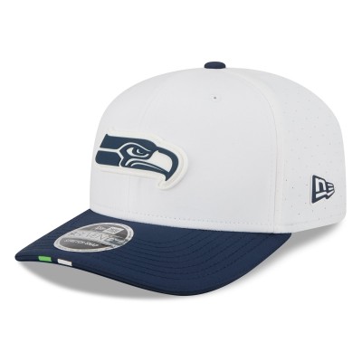 Бейсболка Seattle Seahawks New Era White/College Navy 2025 NFL Training Camp 9SEVENTY