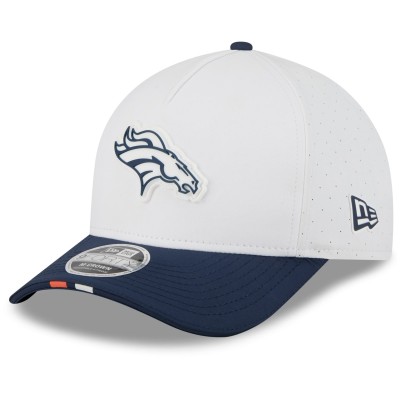 Бейсболка Denver Broncos New Era White/Navy 2025 NFL Training Camp A-Frame 9FORTY