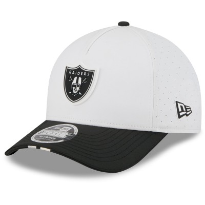 Бейсболка Las Vegas Raiders New Era White/Black 2025 NFL Training Camp A-Frame 9FORTY