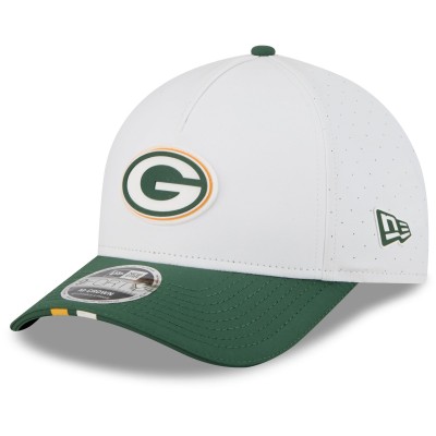 Бейсболка Green Bay Packers New Era White/Green 2025 NFL Training Camp A-Frame 9FORTY