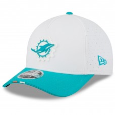 Бейсболка Miami Dolphins New Era White/Aqua 2025 NFL Training Camp A-Frame 9FORTY