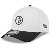 Бейсболка Pittsburgh Steelers New Era White/Black 2025 NFL Training Camp A-Frame 9FORTY