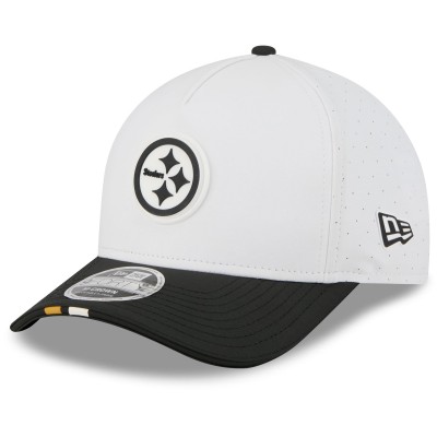 Бейсболка Pittsburgh Steelers New Era White/Black 2025 NFL Training Camp A-Frame 9FORTY
