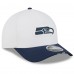 Бейсболка Seattle Seahawks New Era White/College Navy 2025 NFL Training Camp A-Frame 9FORTY