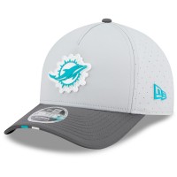 Бейсболка Miami Dolphins New Era Gray/Graphite 2025 NFL Training Camp A-Frame 9FORTY