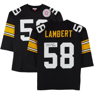 Игровая джерси Jack Lambert Pittsburgh Steelers Autographed Mitchell & Ness 1975 Black Authentic with HOF 90 Inscription