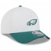 Подростковая Philadelphia Eagles New Era White/Midnight Green 2025 NFL Training Camp A-Frame 9FORTY Adjustable Hat
