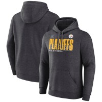 Pittsburgh Steelers Fanatics 2024 NFL Playoffs Fleece Pullover Hoodie - Heather Charcoal