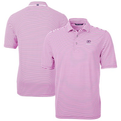 Green Bay Packers Cutter & Buck Pink Virtue Eco Pique Stripe Recycled Polo