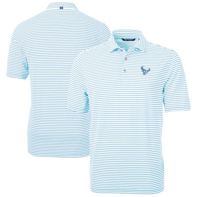 Houston Texans Cutter & Buck Powder Blue Virtue Eco Pique Stripe Recycled Polo