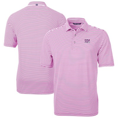 Cincinnati Bengals Cutter & Buck Pink Virtue Eco Pique Stripe Recycled Polo
