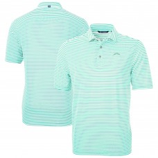 Los Angeles Chargers Cutter & Buck Green Virtue Eco Pique Stripe Recycled Polo