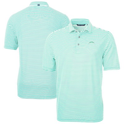 Los Angeles Chargers Cutter & Buck Green Virtue Eco Pique Stripe Recycled Polo