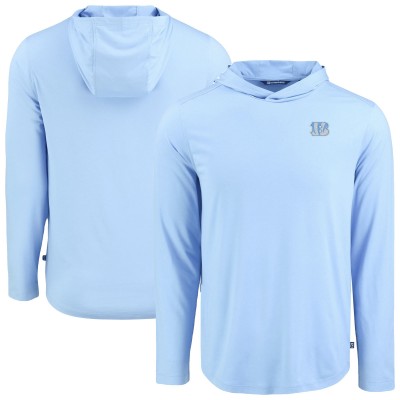 Cincinnati Bengals Cutter & Buck Powder Blue Coastline Epic Comfort Eco Recycled Hooded Shirt