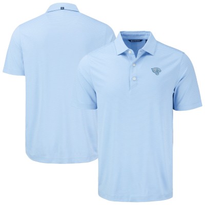 Jacksonville Jaguars Cutter & Buck Powder Blue Forge Eco Fine Line Stripe Stretch Recycled Polo