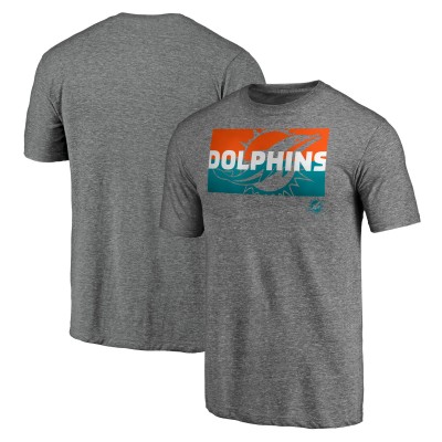 Футболка Miami Dolphins Heather Gray Square Off Tri-Blend