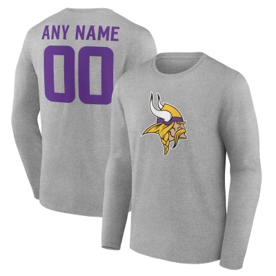 Minnesota Vikings Gray Team Authentic Custom Long Sleeve T-Shirt