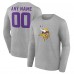 Minnesota Vikings Gray Team Authentic Custom Long Sleeve T-Shirt