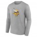 Minnesota Vikings Gray Team Authentic Custom Long Sleeve T-Shirt