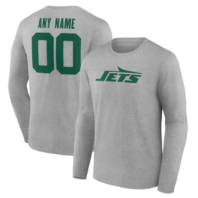 New York Jets Gray Team Authentic Custom Long Sleeve T-Shirt