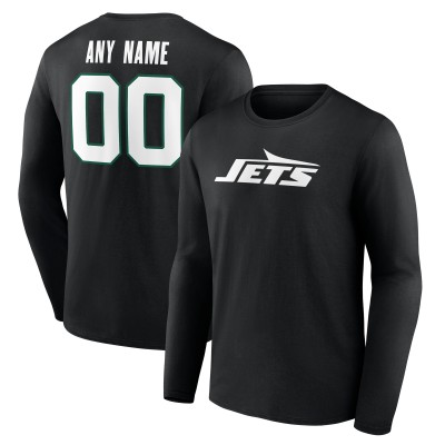New York Jets Black Team Authentic Custom Long Sleeve T-Shirt