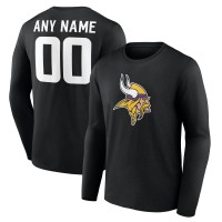 Minnesota Vikings Black Team Authentic Custom Long Sleeve T-Shirt