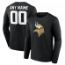 Minnesota Vikings Black Team Authentic Custom Long Sleeve T-Shirt