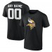 Minnesota Vikings Black Team Authentic Custom T-Shirt