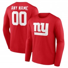 New York Giants Red Team Authentic Custom Long Sleeve T-Shirt New York Giants Red Team Authentic Custom Long Sleeve T-Shirt