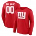 New York Giants Red Team Authentic Custom Long Sleeve T-Shirt
