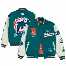 Miami Dolphins GOLF WANG Aqua Letterman Full-Snap Jacket
