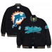Miami Dolphins GOLF WANG Black Satin Full-Snap Bomber Jacket Miami Dolphins GOLF WANG Black Satin Full-Snap Bomber Jacket