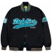 Miami Dolphins GOLF WANG Black Satin Full-Snap Bomber Jacket