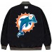 Miami Dolphins GOLF WANG Black Satin Full-Snap Bomber Jacket
